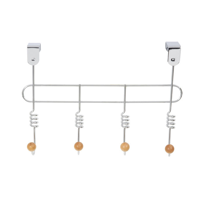 Patère de porte métal 4 crochets bois "Spirale" 2 Compactor