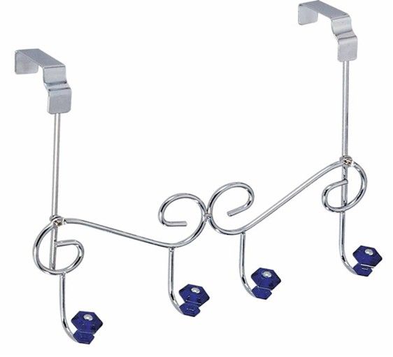 Patère de porte métal 4 crochets bleus "Beta" 1 Compactor