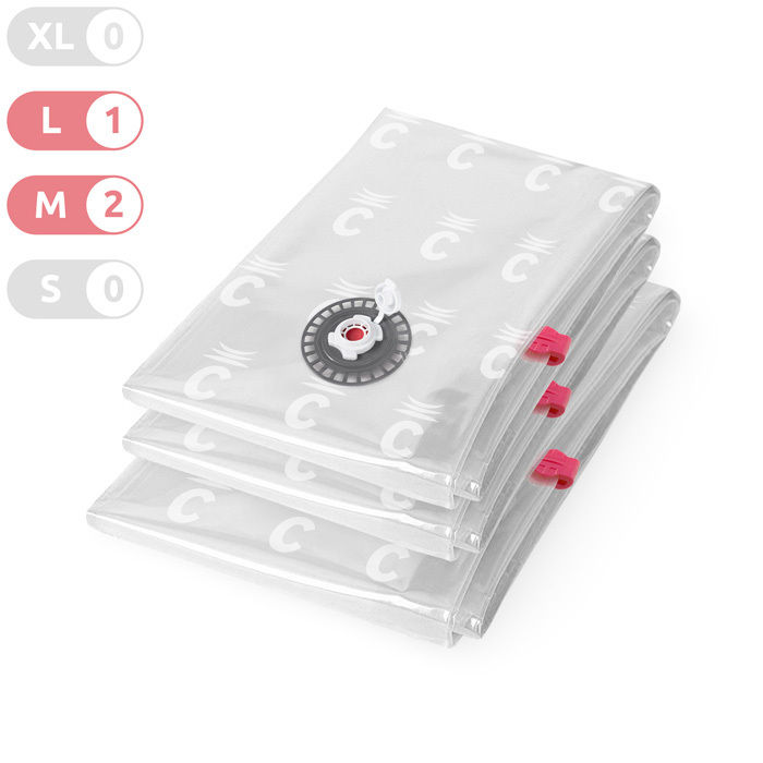 Lot de 3 sacs de compression "Aspispace" (2 M + 1 L) 1 Compactor