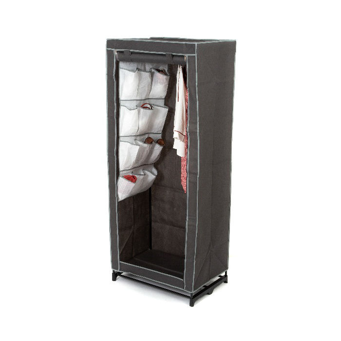Armoire penderie gris anthracite avec rangement multipoches 4 Compactor