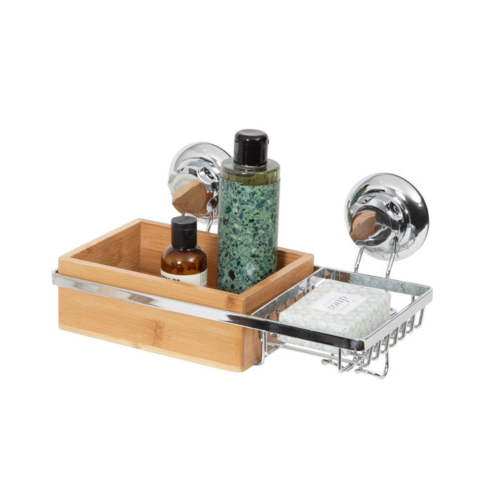 Porte-savon et rangement à ventouses "Bestlock" en bambou "Spa" 4 Compactor