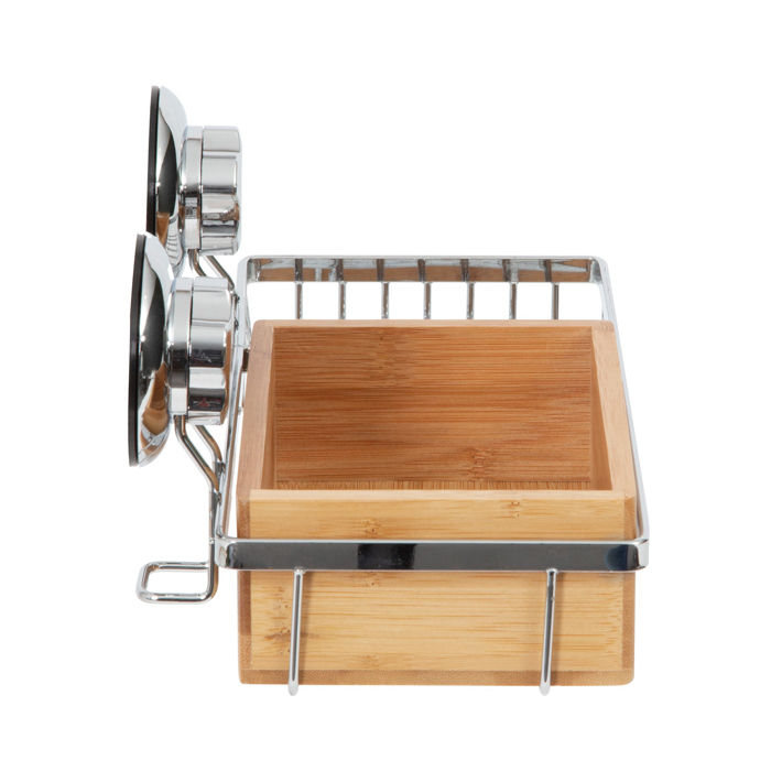 Porte-savon et rangement à ventouses "Bestlock" en bambou "Spa" 3 Compactor