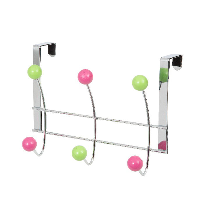 Patère de porte métal 6 crochets roses et verts "Candies" 1 Compactor
