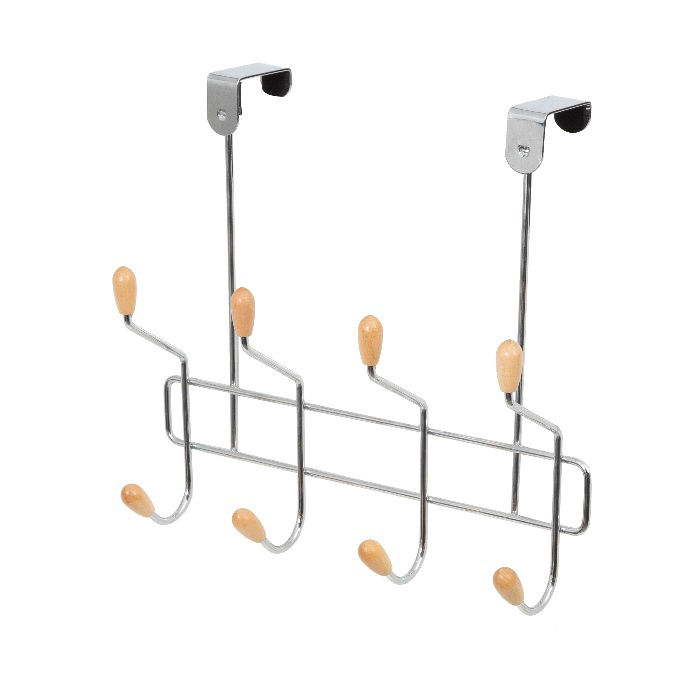 Patère de porte métal 8 crochets bois "Drop" 1 Compactor