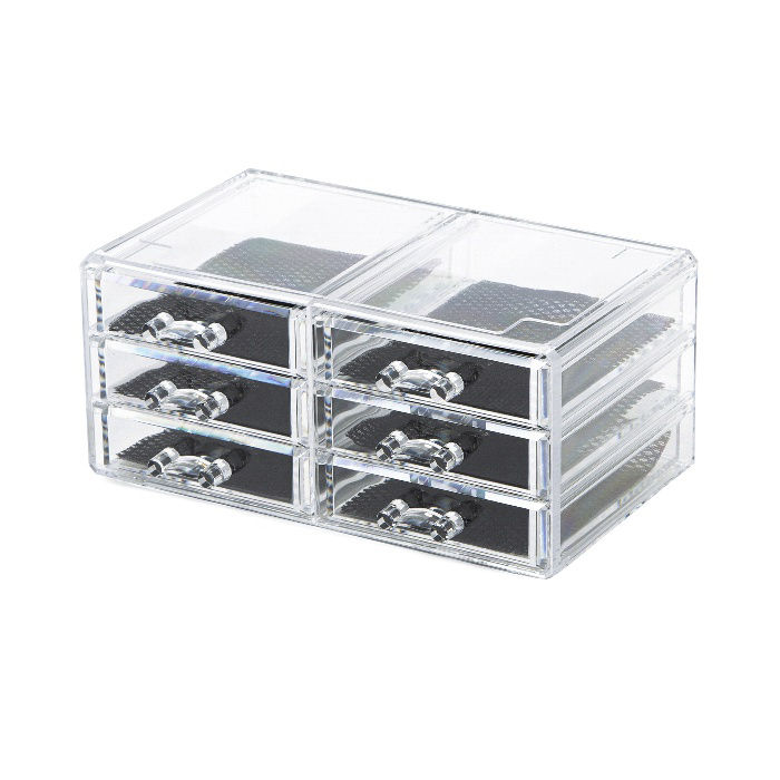 Coffret range-bijoux 6 tiroirs transparent grand modèle 1 Compactor