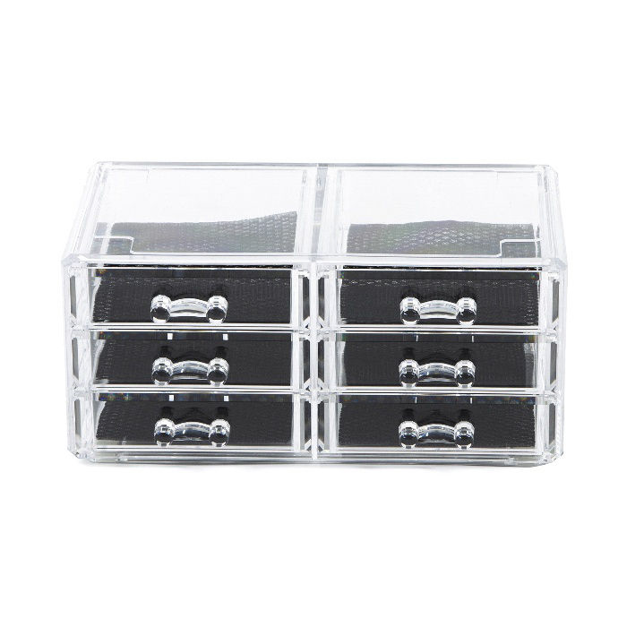Coffret range-bijoux 6 tiroirs transparent grand modèle 2 Compactor