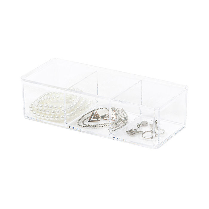 Rangement maquillage et bijoux 3 compartiments transparent 3 Compactor