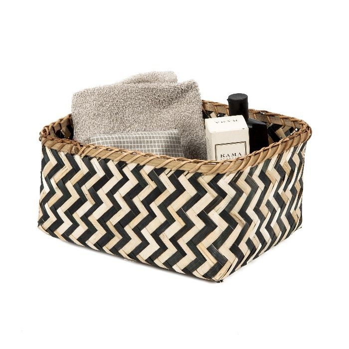 Panier de rangement noir et naturel "Zebra" L 4 Compactor