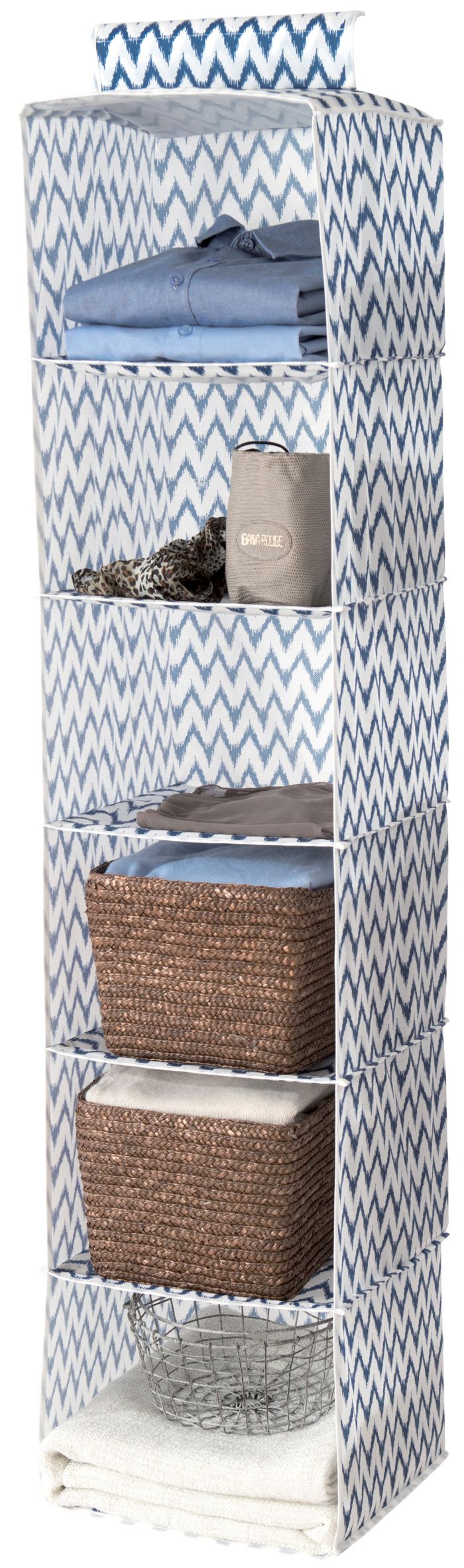 Étagère souple à suspendre 6 niveaux bleue "Ikat" 1 Compactor
