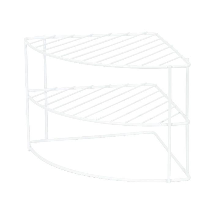 Etagère d'angle arrondie 3 niveaux blanche pour cuisine 1 Compactor