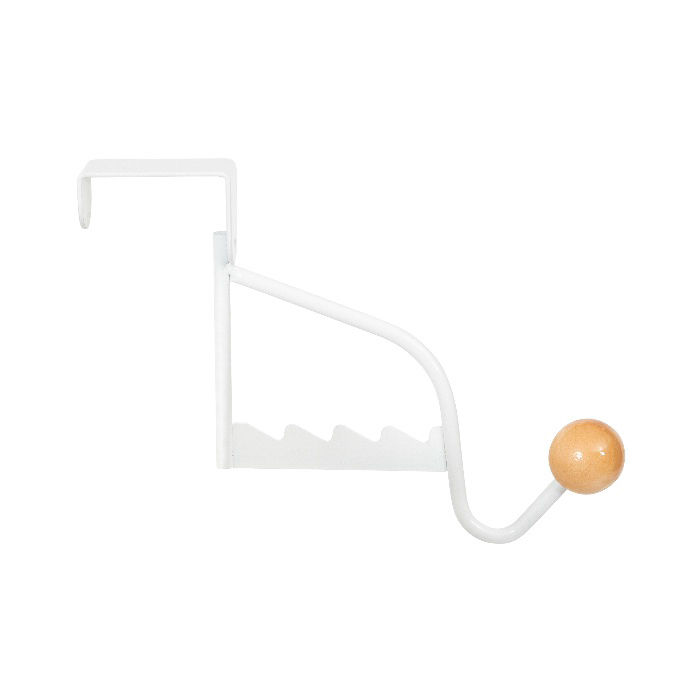Patère de porte blanche avec porte-cintre et crochet bois "Sigma" 3 Compactor