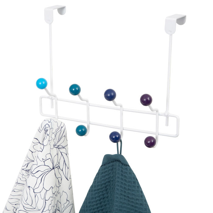 Patère de porte blanche 8 crochets tons bleus "Galaxie" 5 Compactor