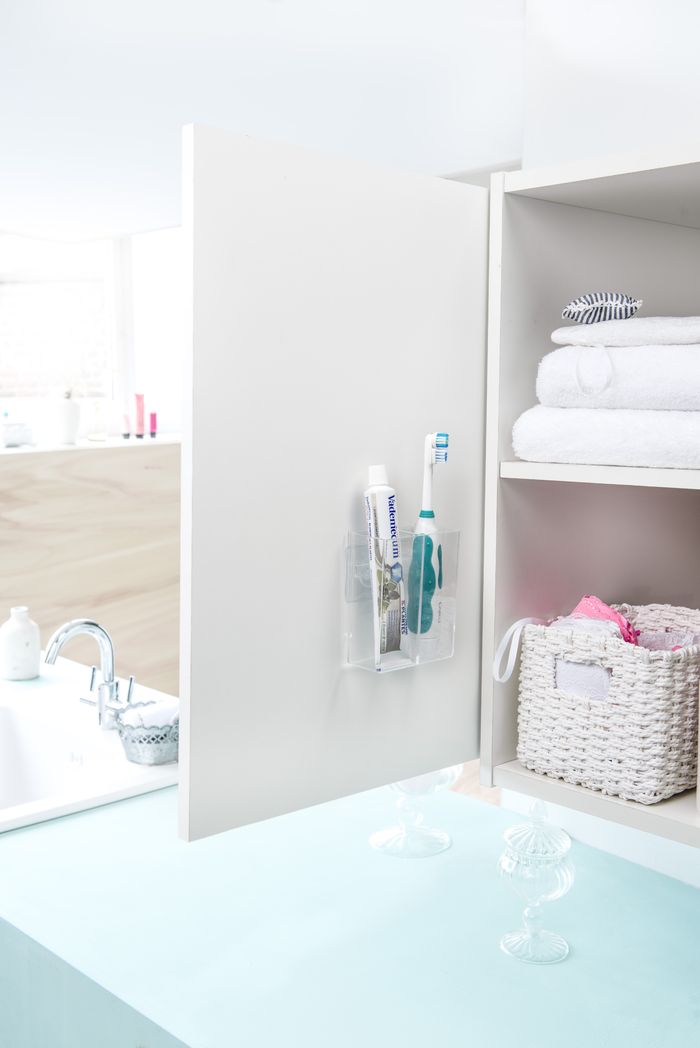 Rangement mural auto-adhésif pour maquillage 2 compartiments "Vision" 5 Compactor