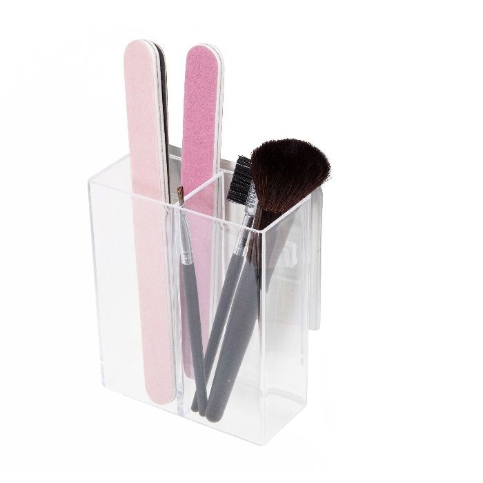 Rangement mural auto-adhésif pour maquillage 2 compartiments "Vision" 4 Compactor