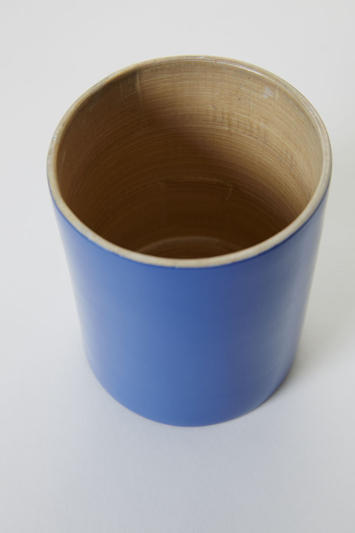 Pot en bambou laqué bleu "Danang" petit modèle 2 Compactor