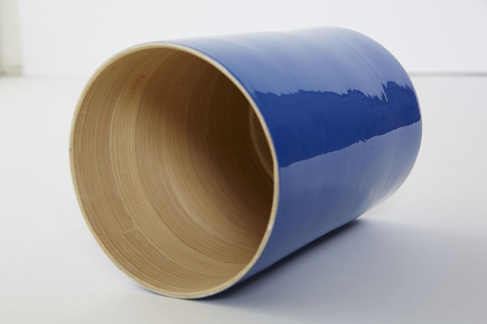 Pot en bambou laqué bleu "Danang" grand modèle 2 Compactor