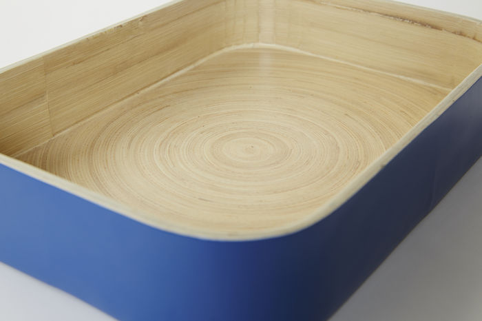 Plateau en bambou laqué bleu "Danang" 3 Compactor