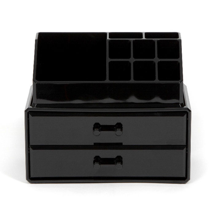 Coffret de rangement maquillage et bijoux 2 tiroirs noir 2 Compactor