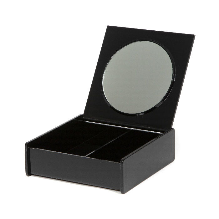 Boite de rangement maquillage avec miroir noire 2 Compactor