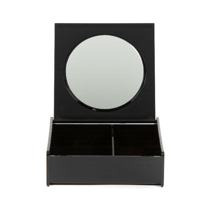 Boite de rangement maquillage avec miroir noire 3 Compactor