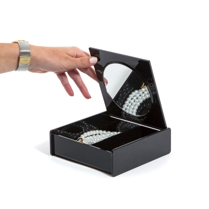 Boite de rangement maquillage avec miroir noire 4 Compactor