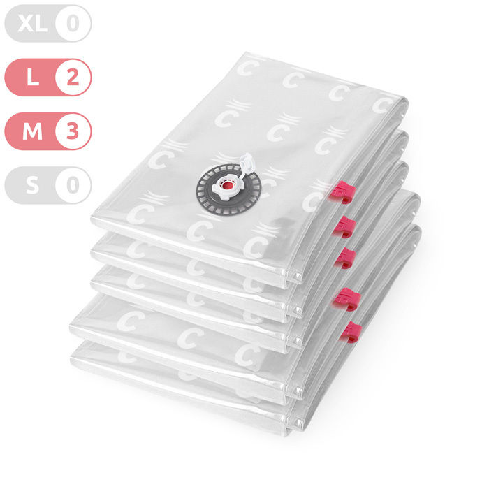 Lot de 5 sacs de compression "Aspispace" (3 M + 2 L) 1 Compactor