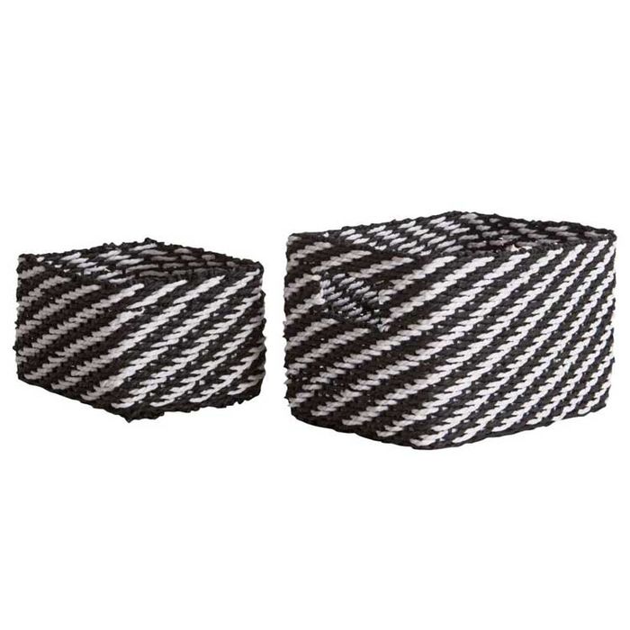 Lot de 2 paniers de rangement noirs et blancs "Lisou" 1 Compactor