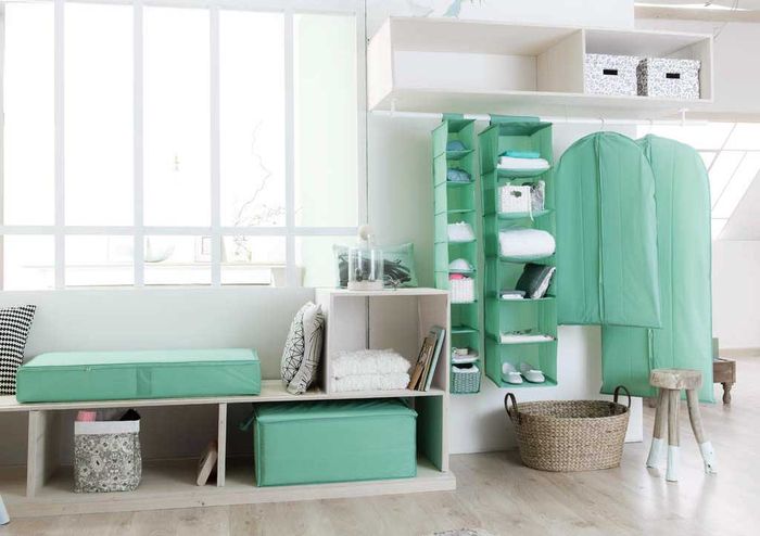 Housse de rangement dessous de lit vert d'eau 2 Compactor