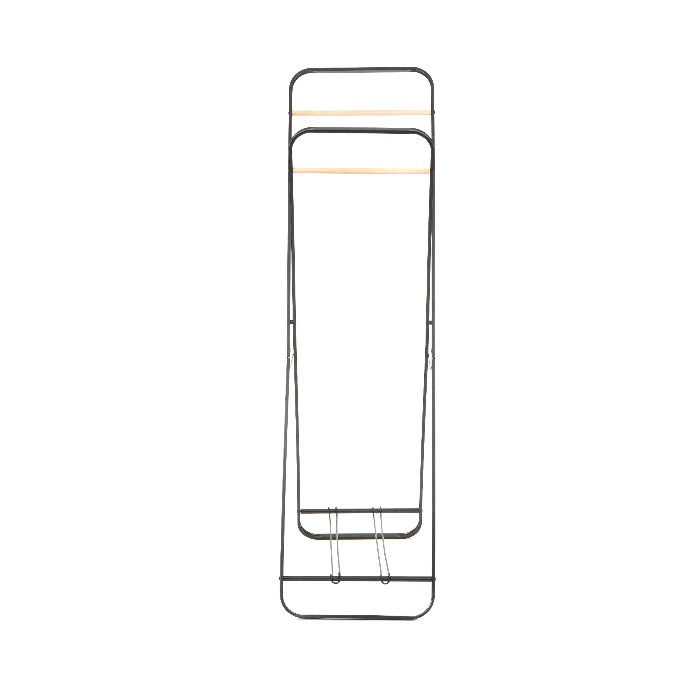 Portant double noir en métal avec barres en bois "Sven" 3 Compactor