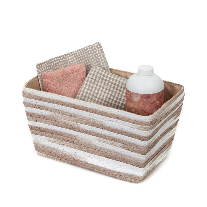 Panier de rangement beige et blanc "Fidji" 4 Compactor