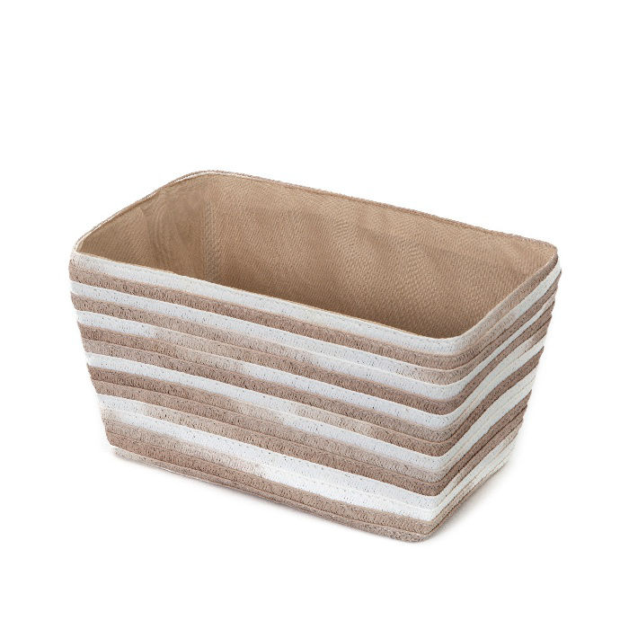 Panier de rangement beige et blanc "Fidji" 1 Compactor