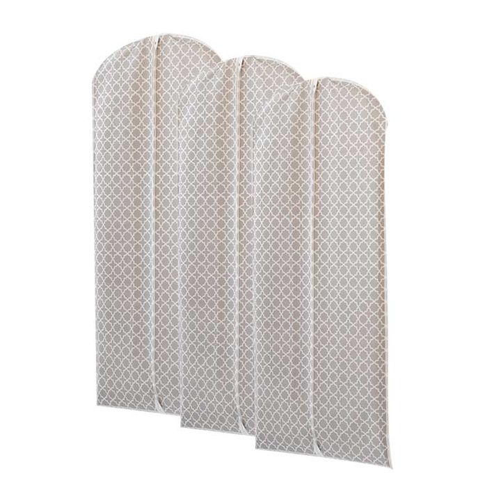 Lot de 3 housses longues pour vêtements taupe "Madison" 1 Compactor