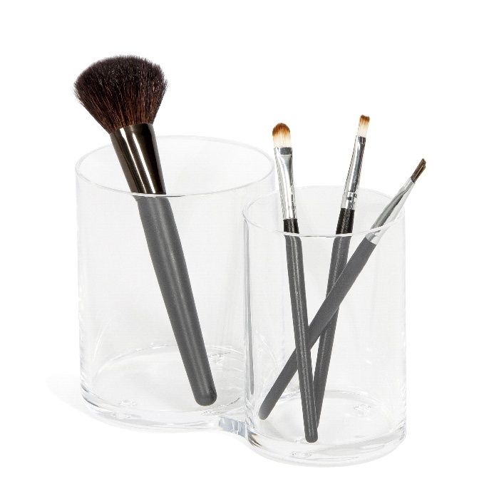 Rangement maquillage pour pinceaux 2 compartiments transparent 3 Compactor
