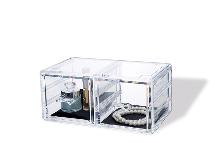 Boite de rangement maquillage et bijoux 2 tiroirs transparent 1 Compactor