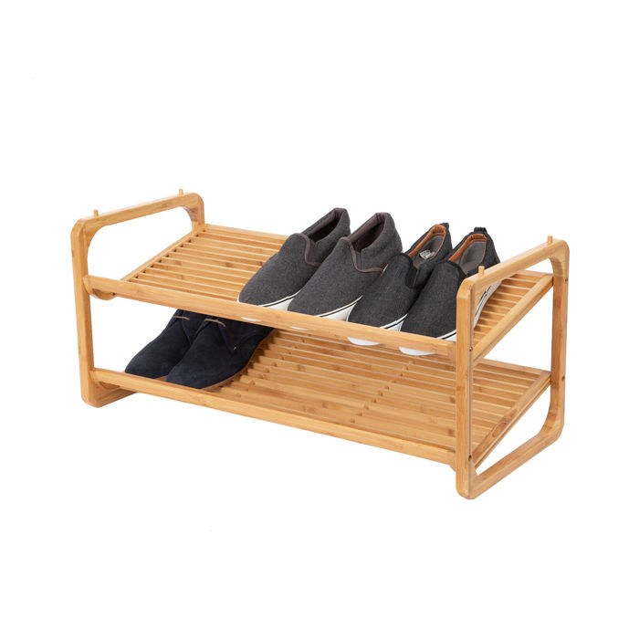 Étagère range-chaussures 2 niveaux en bambou "Welly" 4 Compactor