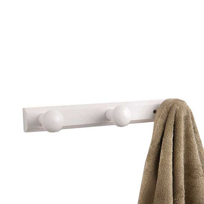 Lot de 2 patères murales en bois blanc 3 crochets 2 Compactor