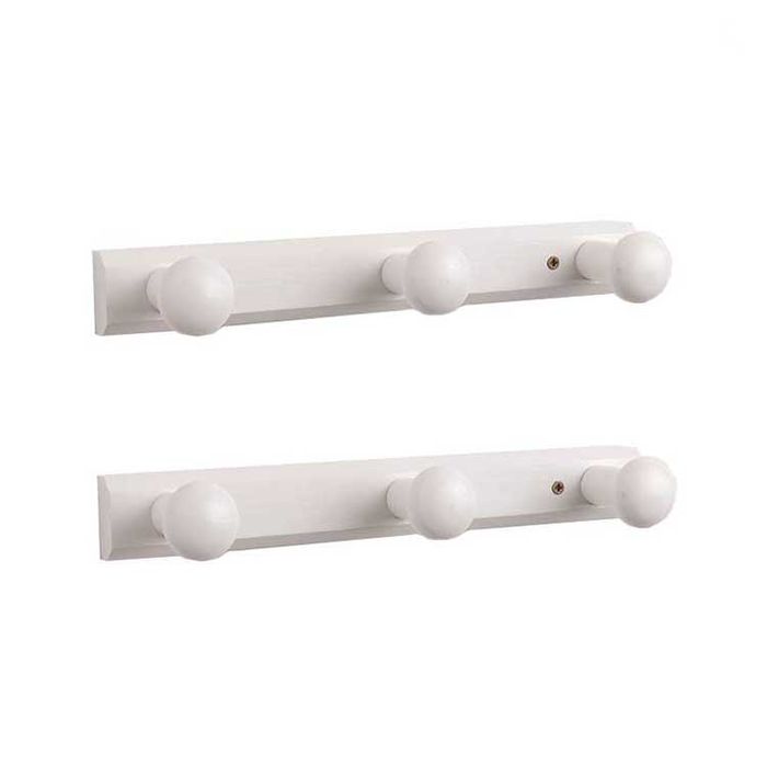 Lot de 2 patères murales en bois blanc 3 crochets 1 Compactor