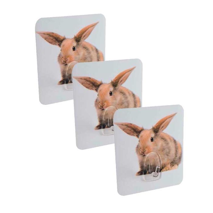 Lot de 3 crochets auto-adhésifs repositionnables "Lapin" 1 Compactor