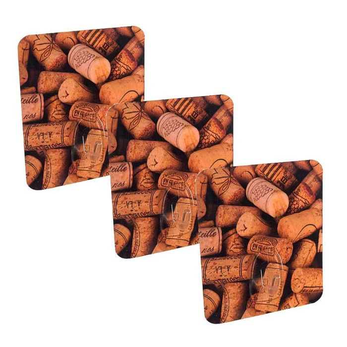 Lot de 3 crochets auto-adhésifs repositionnables "Bouchons" 1 Compactor