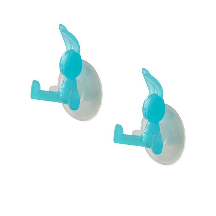 Lot de 2 crochets à ventouse bleu turquoise "Lapin" 1 Compactor