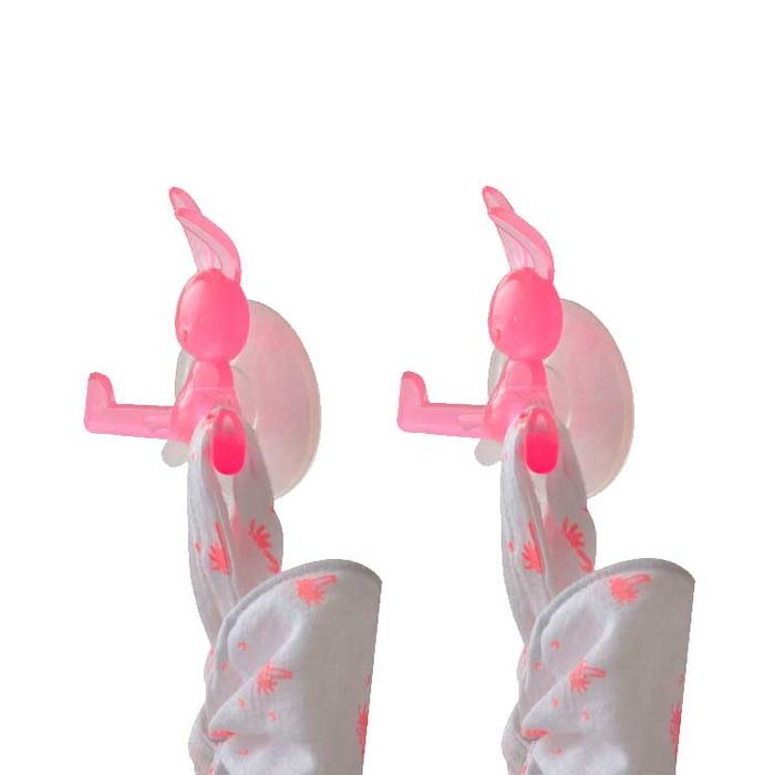 Lot de 2 crochets à ventouse roses "Lapin" 1 Compactor