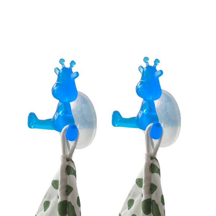 Lot de 2 crochets à ventouse bleus "Girafe" 1 Compactor