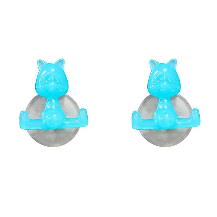 Lot de 2 crochets à ventouse bleu turquoise "Chat" 1 Compactor
