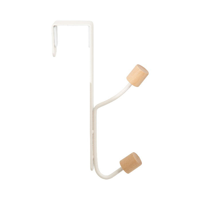 Patère de porte blanche 2 crochets bois "Helsinki" 3 Compactor