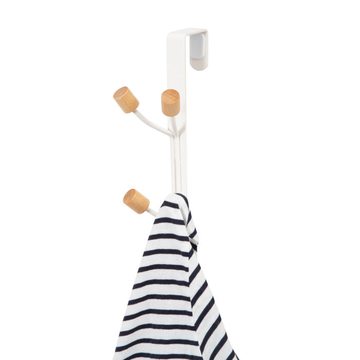 Patère de porte blanche 4 crochets bois "Helsinki" 5 Compactor