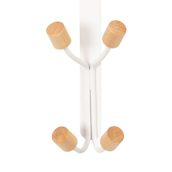 Patère de porte blanche 4 crochets bois "Helsinki" 2 Compactor