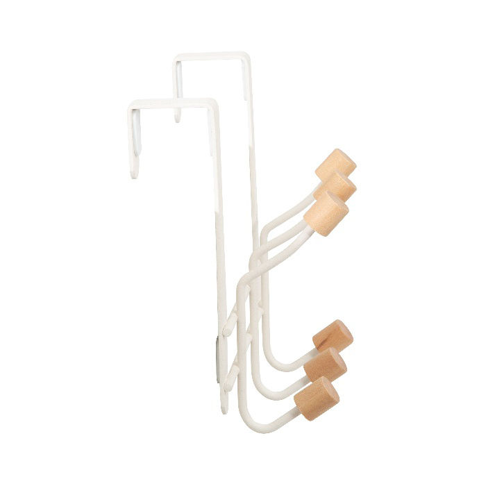 Patère de porte blanche 6 crochets bois "Helsinki" 3 Compactor