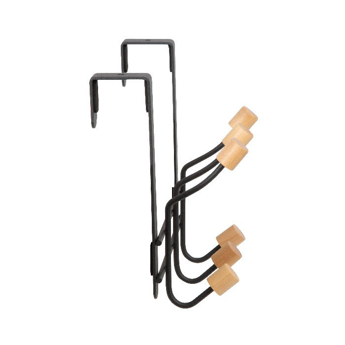 Patère de porte noire 6 crochets bois "Helsinki" 3 Compactor