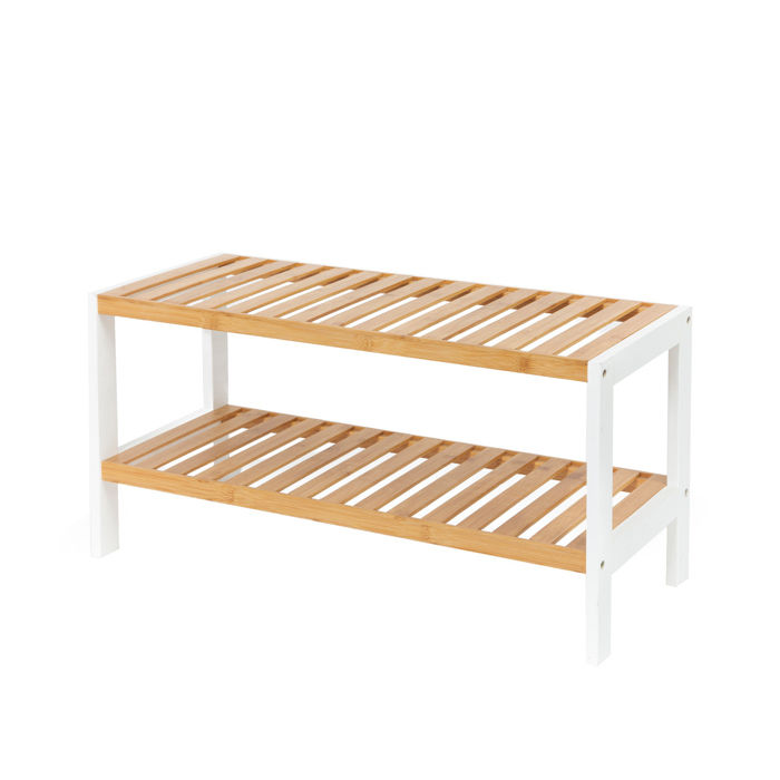 Étagère range-chaussures 2 niveaux blanc/bois "Akira" 1 Compactor