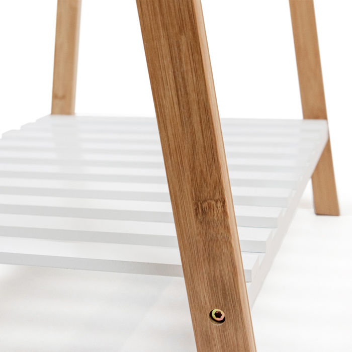 Portant en bois avec étagère blanche "Nagano" 4 Compactor